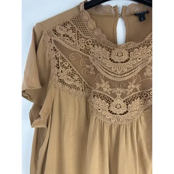 Torrid Washable Crinkle Gauze Yoke Flutter SS Top Plus Size 2 2X Boho Festival - Picture 4 of 14